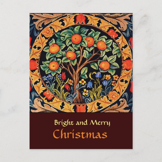 緑の花を持つオ葉レンジの木 ポストカード (正面)