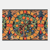 緑の花を持つオ葉レンジの木 ラッピングペーパーシート (正面3)