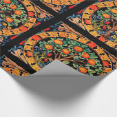 緑の花を持つオ葉レンジの木 ラッピングペーパー (角)