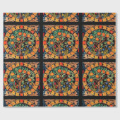 緑の花を持つオ葉レンジの木 ラッピングペーパー (フラット)