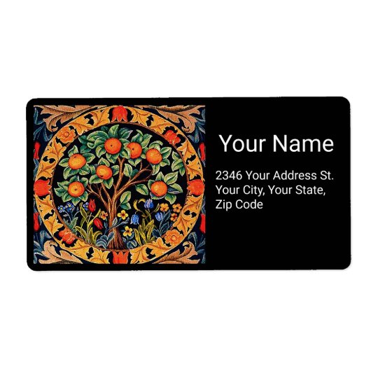 緑の花を持つオ葉レンジの木 ラベル (正面)