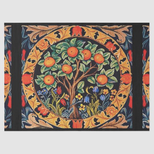 緑の花を持つオ葉レンジの木 薄葉紙 (正面)