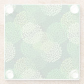 緑の花パターン ガラスコースター (裏面)