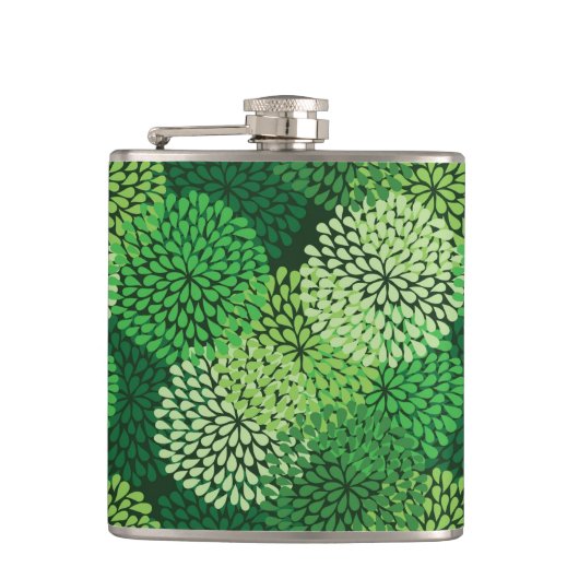 緑の花パターン フラスク (正面)