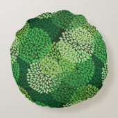 緑の花パターン ラウンドクッション (裏面)