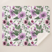 緑の花パター葉ンのラベンダー シェルパブランケット (正面(横))