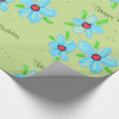 緑の花ファンシー付きギフトラップ ラッピングペーパー (角)