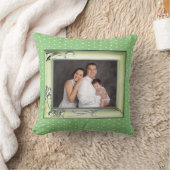 緑の花フォトフレーム画像イエロードットグリーン クッション (ブランケット)