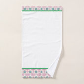 緑の花ホワイトシンプルNo Zoom var 1 バスタオルセット (ハンドタオル)