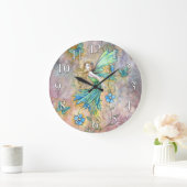 緑の花妖精と蝶の壁時計 ラージ壁時計 (ホーム)