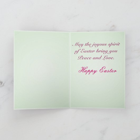 緑の花屋店の窓のイースターのウサギプランター シーズンカード (内部)