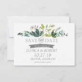 緑の花束は日付カードを保存 セーブザデート (正面)