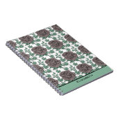 緑の花柄の大花パーソナライズされた ノートブック (右側)