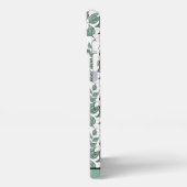 緑の花柄の大花パーソナライズされた iPhoneケース (左側面)