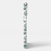 緑の花柄の大花パーソナライズされた iPhoneケース (右側面)