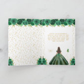 緑の花柄の黒髪の少女　スイート16 カード (内部)