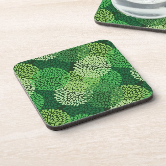 緑の花柄 コースター (左側)