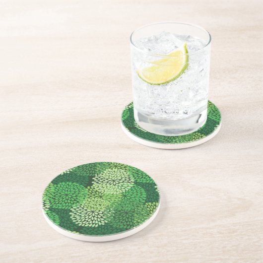 緑の花柄 コースター (側面)