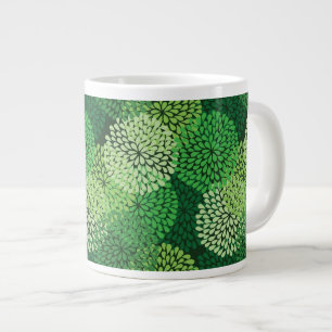 緑の花柄 ジャンボコーヒーマグカップ