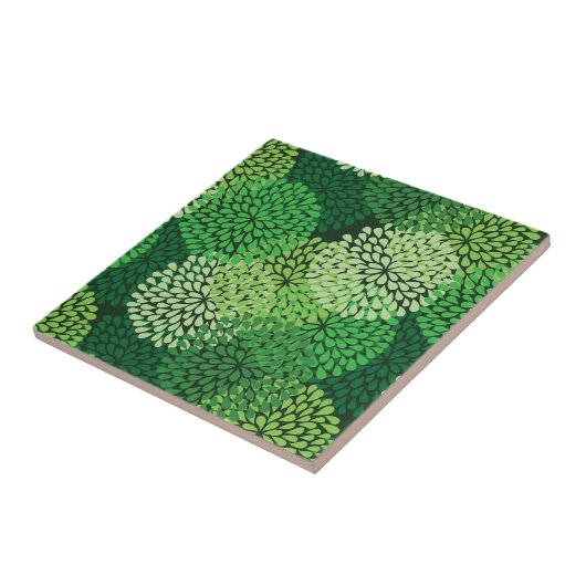 緑の花柄 タイル (側面)