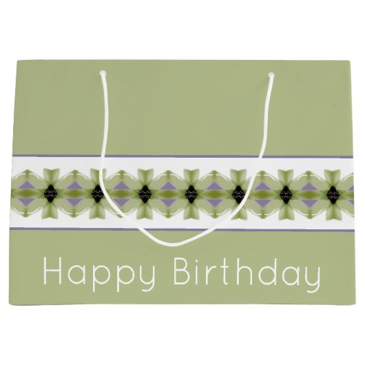 緑の花柄 ラージペーパーバッグ (正面)