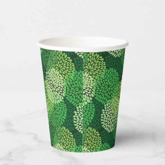 緑の花柄 紙コップ (右)