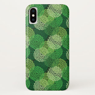 緑の花柄 iPhone X ケース