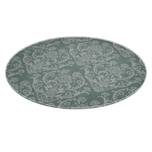 緑の花模様の壁紙 カッティングボード (角)