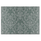 緑の花模様の壁紙 カッティングボード (正面)