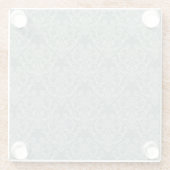 緑の花模様の壁紙 ガラスコースター (裏面)