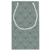 緑の花模様の壁紙 スモールペーパーバッグ (裏面)