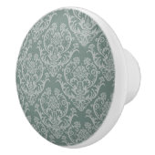 緑の花模様の壁紙 セラミックノブ (右)