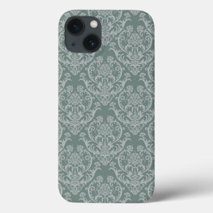 緑の花模様の壁紙 iPhone 13ケース