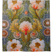 緑の花模様カット シャワーカーテン (正面)