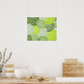 緑の花模様 ポスター (キッチン)