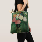 緑の花瓶の花 トートバッグ (クローズアップ)