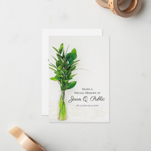 緑の花瓶共有メモリ葬儀の記念 ノートカード (正面/裏面インサイチュ)