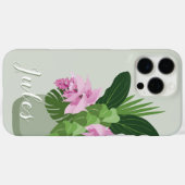緑の花瓶名の熱帯メディニラピンクの花 Case-Mate iPhoneケース (裏面 (横))