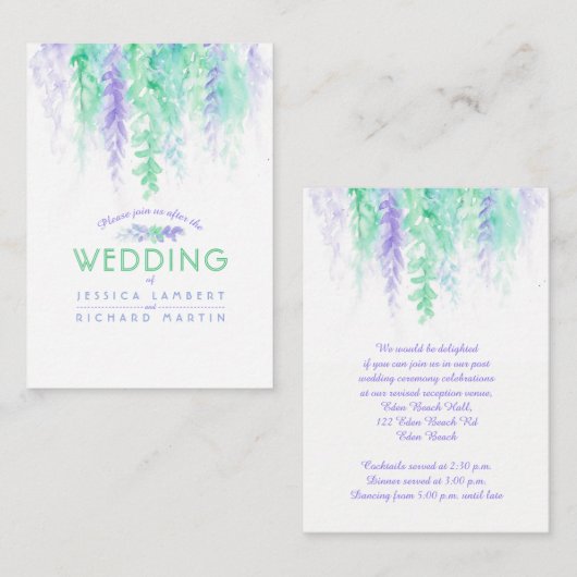 緑の花結婚のカスケード情報エンクロージャカード エンクロージャーカード (正面/裏面)