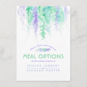 緑の花結婚のカスケード食事オプションカード エンクロージャーカード (正面)