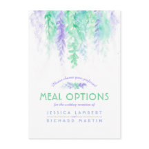 緑の花結婚のカスケード食事オプションカード