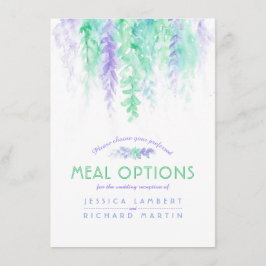 緑の花結婚のカスケード食事オプションカード エンクロージャーカード