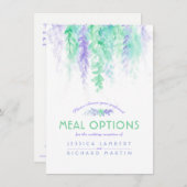 緑の花結婚のカスケード食事オプションカード エンクロージャーカード (正面/裏面)
