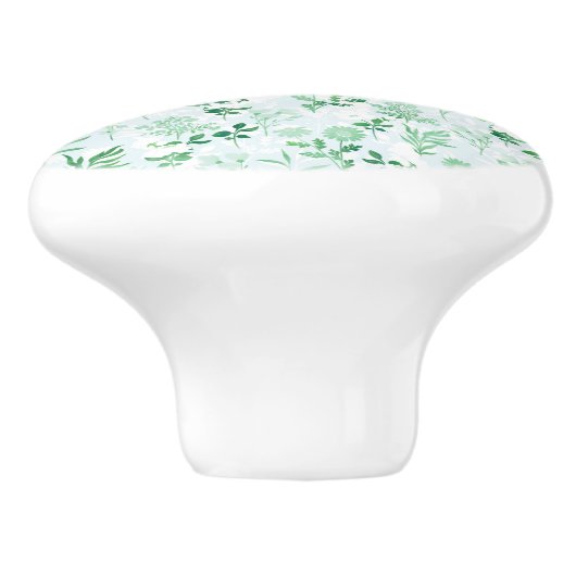 緑の花絵画植物学 セラミックノブ (側面)