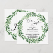 緑の花輪 結婚しました 披露宴のみ 招待状 (正面/裏面)