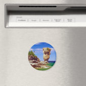 緑の花鉢島、トバーモリー、オンタリオの花 マグネット (インサイチュ (食洗機))