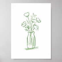 緑の花 | シンプルな手描きの植物画