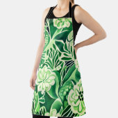 緑の花、ヴィンテージデザイン模様 エプロン (インサイチュ)