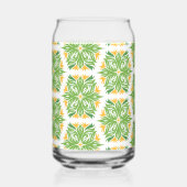 緑の花、花の模様、花の模様 ガラス缶 (正面)