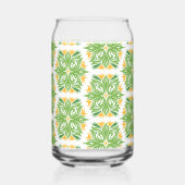 緑の花、花の模様、花の模様 ガラス缶 (裏面)